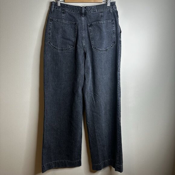 Madewell Curvy Super Wide Leg Jeans Women's 30 Black Denim Button Fly Flare Y2K - Picture 8 of 15
